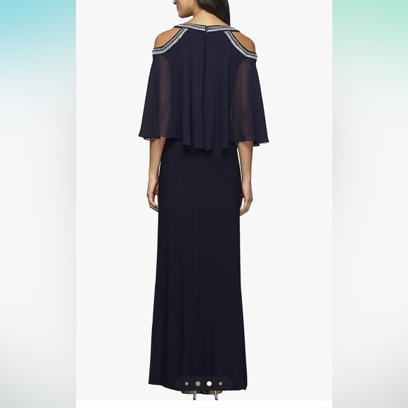 NWT Alex Evenings Women's Cold Shoulder Popover Dress size 12 - Picture 2 of 4